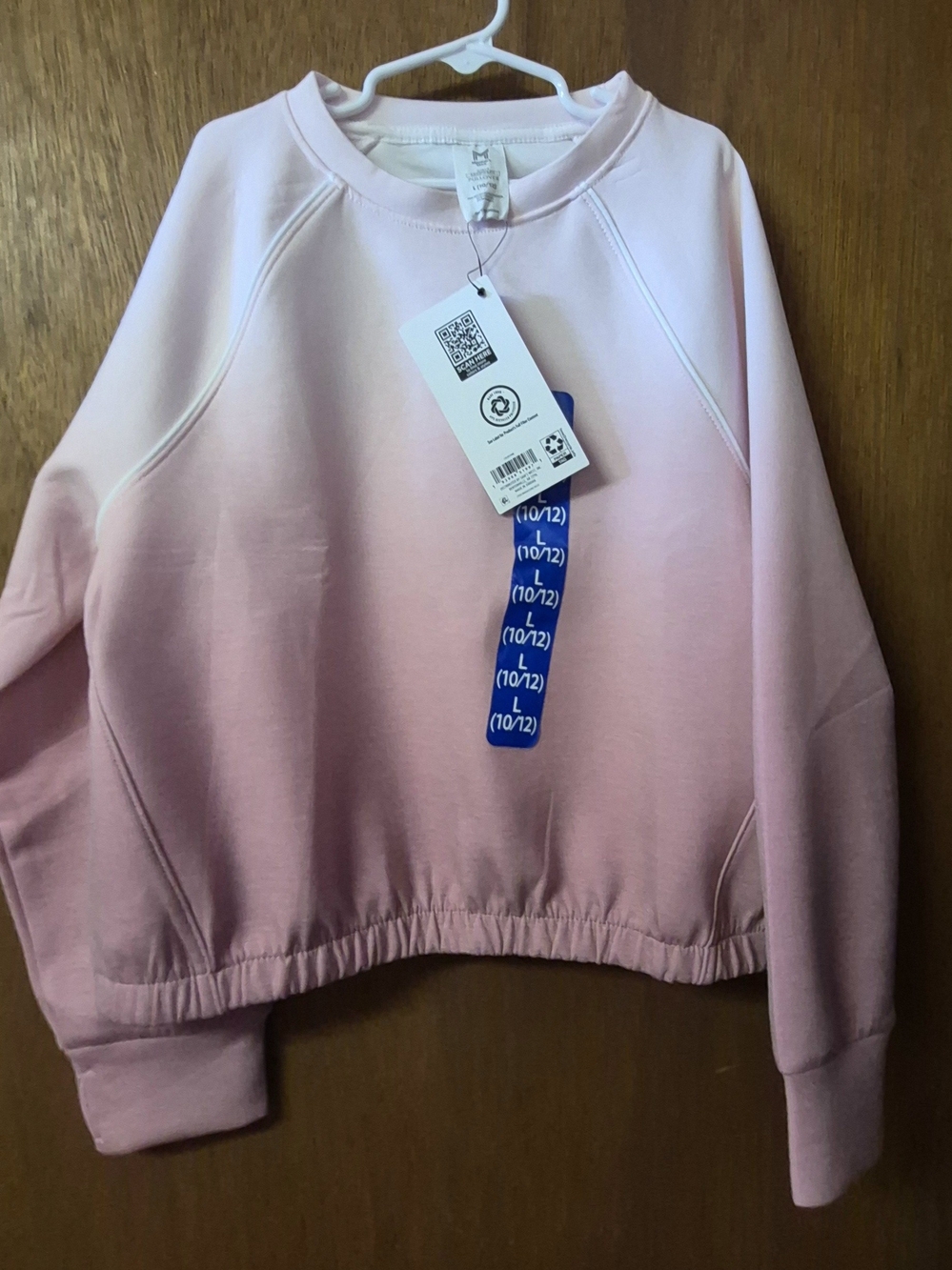 Member's Mark Girls Sandwash Pullover Sweatshirt L 10/12 Pink Ombre Warm Cozy